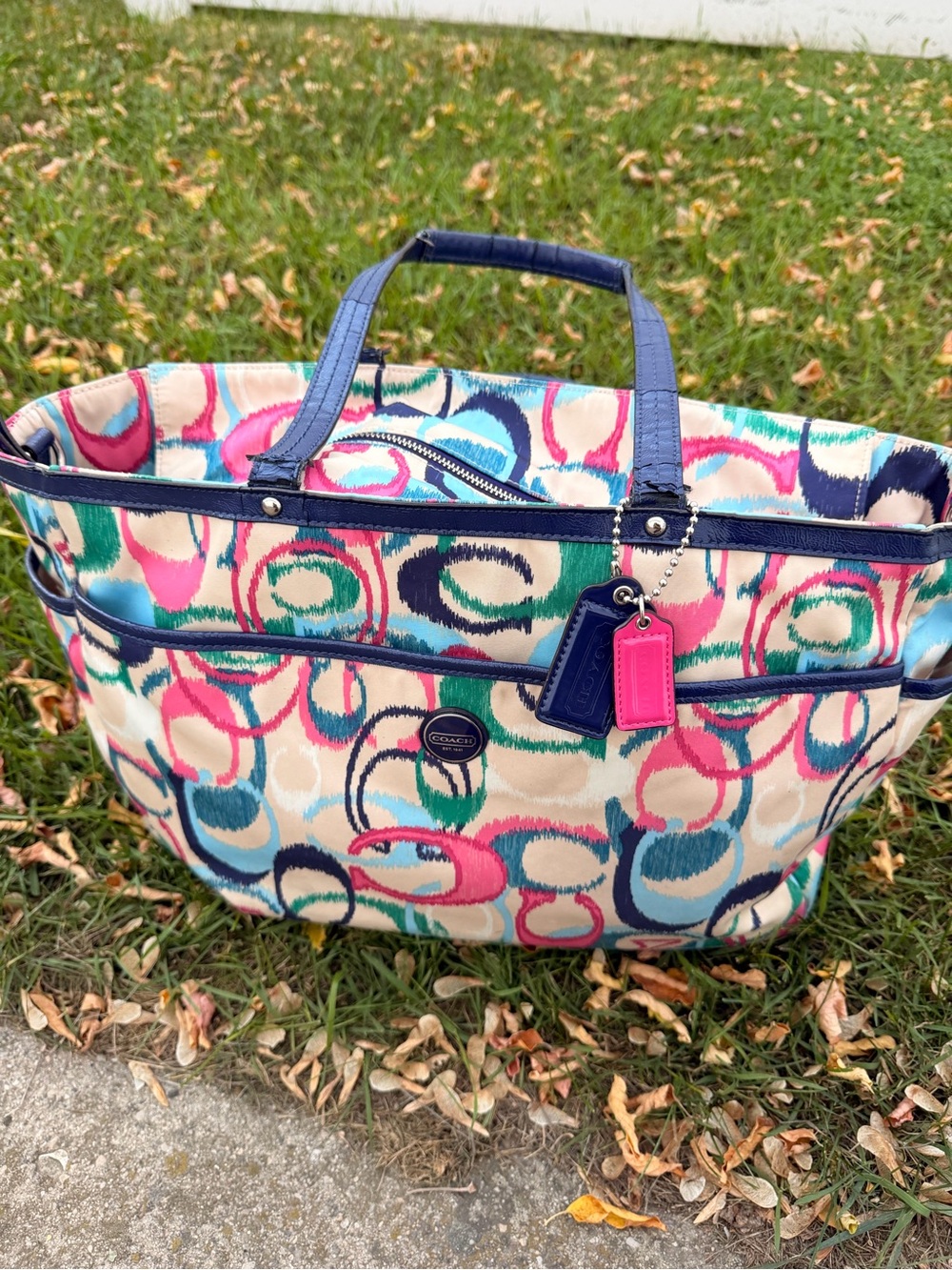 Coach Multicolor Ikat Signature C Tote / Diaper Bag F24445 w/ 2 Tags